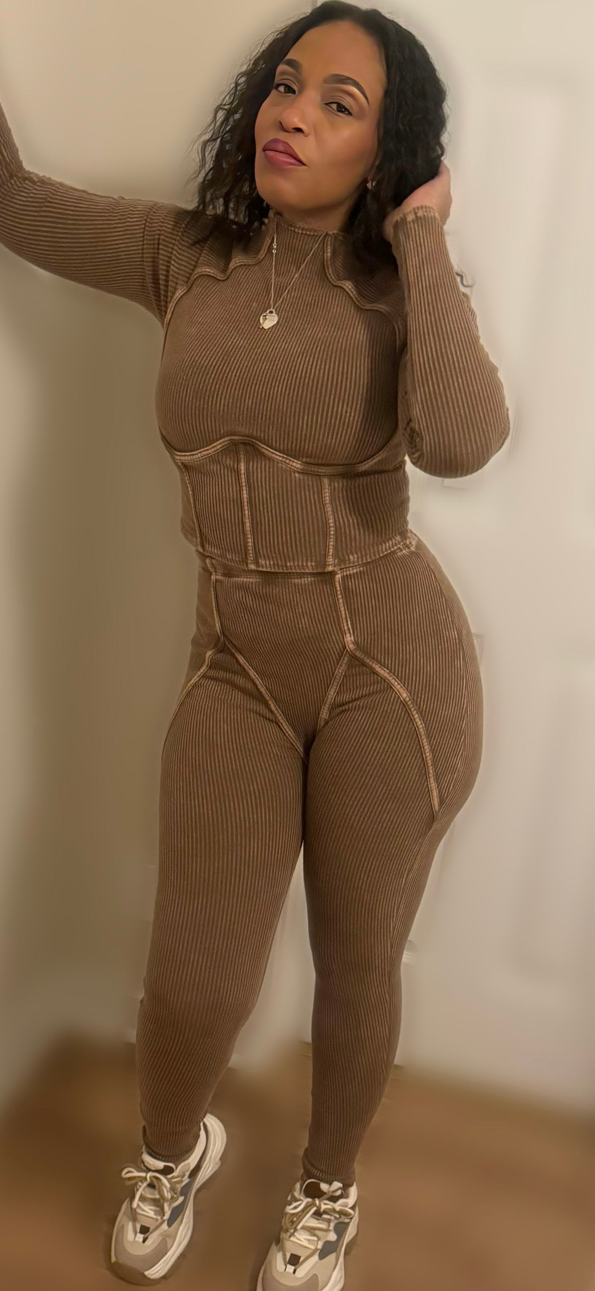 Mocha Ribbed Set