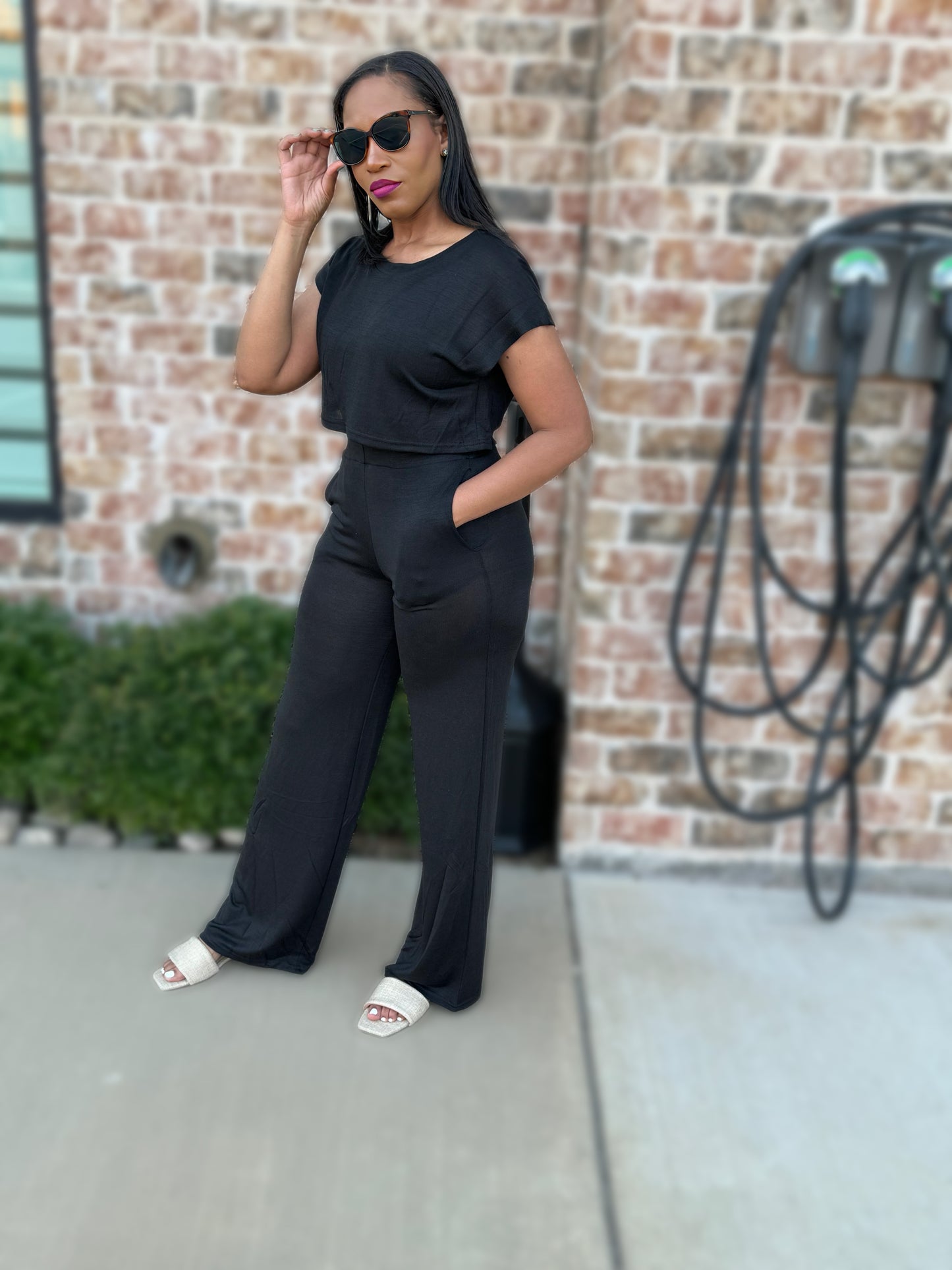 Becca Flare Pants Set (black)