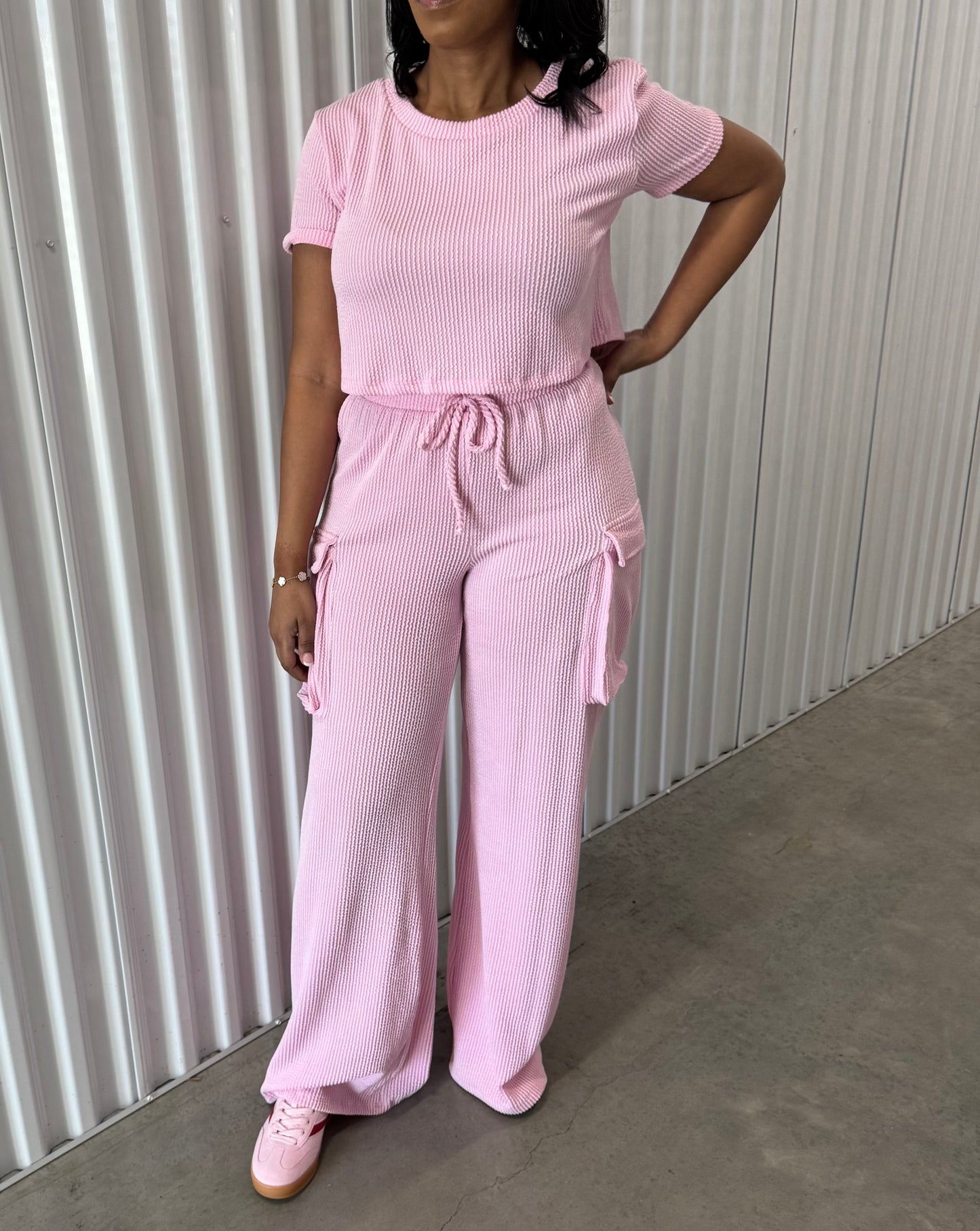 Pink Cargo Pant Set
